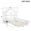 CAVINAS Twin Size Wood Montessori Bed with House Shape Headboard,Modern Floor Bed with Nightstand and Guardrails,Toddler Bed for Bedroom - 3 of 4