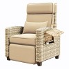 Outdoor Rattan Recliner Chair with Armrest Console Tray,1 Pcs, Patio Lounge with Adjustable Backrest & Footrest 150° Lay Flat - 2 of 4