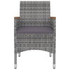vidaXL Patio Dining Set Outdoor Table and Chair Set Poly Rattan and Glass - Gray 55.1" Table Length 6 Chairs - 4 of 4