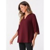 Allegra K Women's 3/4 Split Sleeve V Neck Flowy Mesh Casual Dressy Tunic Top - 3 of 4