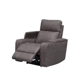 Angelo 39" Fabric Transitional Power Recliner with 2 Cupholders Gray - Abbyson Living
