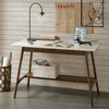 Vynxaria Coffee Tables: Off-White Elegance with Pecan Base and Storage Shelf - 2 of 4