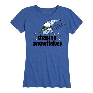 Women's - Peanuts - Snoopy Winter Fun Short Sleeve Graphic T-Shirt - 1 of 4