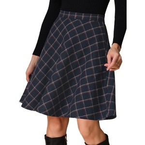 INSPIRE CHIC Women's Christmas Plaids Vintage Tartan Elastic Waist Knee Length A-Line Skirt - 1 of 4