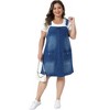 Women's Plus Size Jeans Adjustable Strap Bib Suspender Summer Casual Denim Overalls Dresses with Pockets - Agnes Orinda - 3 of 4
