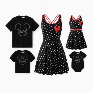 PATPAT Disney Mickey and Friends Family Matching Outfits Baby Rompers Gender Neutral Short Sleeve Button Blace Jumpsuit Outfits - 1 of 4