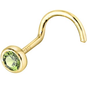 Jewelry Avalanche 22G 14K Gold Bezel-set Peridot Nose Screw Nose Stud - 1 of 3