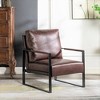 CAVINAS PU Leather/Microfiber/Velvet Upholstered Accent Chair with Metal Frame,Mid Century Arm Chair with Cushion for Bedroom,Reading Room - 2 of 4