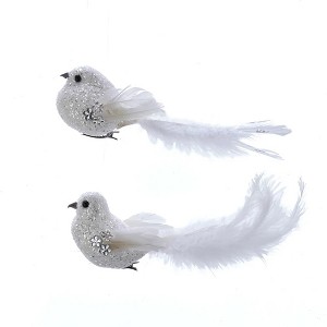 Kurt S. Adler Glittered Bird Christmas Clip-On Ornaments - 7.5" - White - Set of 12 - 1 of 1
