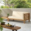 Christopher Knight Home Oana Outdoor Acacia Wood Right Arm Loveseat and Coffee Table Set with Cushion - 2 of 4