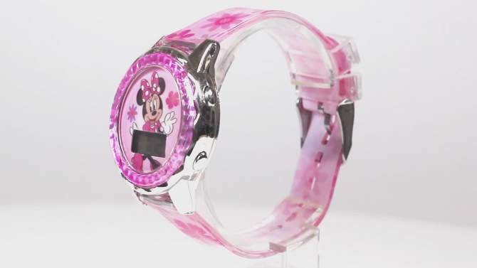 Girls&#39; Minnie Mouse LCD Watch - Pink, 2 of 6, play video