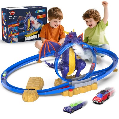 Vatos Dragon Car Racing Toys Track Sets with Spray Gifts for Kids Aged 3+ Years