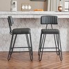 HDZNVF Set of 2 Industrial Bar Stools, Counter Height Chairs with PU Leather Upholstery and Metal Frame, Grey - 4 of 4