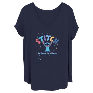 Women's Lilo & Stitch Believe in Aliens Stitch T-Shirt - 1 of 3