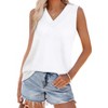 Women Summer Sleeveless Tees Shirts V Neck Tank Tops Casual Loose Fit Blouses Basic Top - 3 of 4