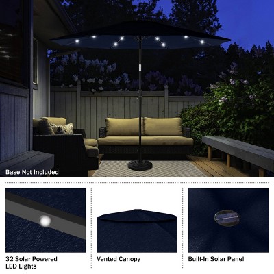 Navy Blue 10-Foot Patio Umbrella with Solar LED Lights