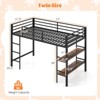Costway Twin Size Low Loft Bed with Storage Shelves Ladder Full-length Guardrails, Black - 3 of 4