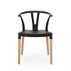 Set of 2 Modern Dining Chairs Armless Chairs with Beech Wood Legs, Black/White-ModernLuxe - 4 of 4