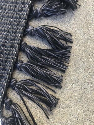 7' X 10' Outdoor Rug Striped Fringe Black - Project 62™ : Target