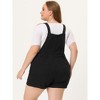 Agnes Orinda Women's Plus Size Adjustable Strap Pocket Roll Hem Denim Overall Jean Shorts - 4 of 4