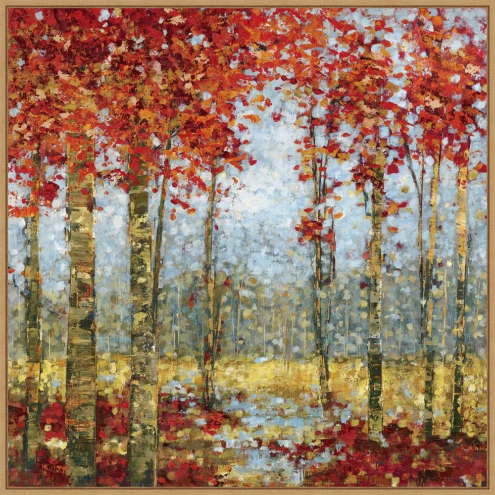 Photos - Other Decoration 30" x 30" Into The Forest II by Carmen Dolce Framed Canvas Wall Art Print - Amanti Art: Impressionism, Nature, Light Brown,