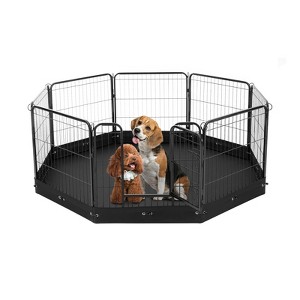 VEVOR Dog Playpen, 8 Pcs 24 x 24 in Panels Foldable Metal Pet Exercise Pen, Dog Fence Indoor and Outdoor Pen with Door, Storage Bag and Bottom Pad - 1 of 4