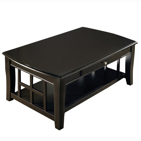 Cassidy Cocktail Table Black - Steve Silver: Rounded Edges, Curved Legs, Storage Shelf & Drawer - image 1 of 3