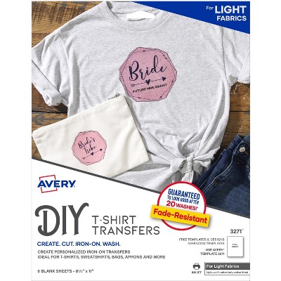 Avery Iron-On T-Shirt Transfers 6/PK 8-1/2x11 3271