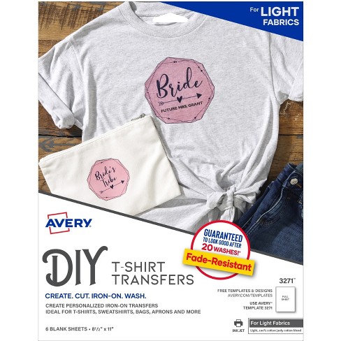 Avery Iron-on T-shirt Transfers 6/pk 8-1/2x11 3271 : Target