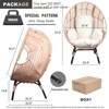 FURNIinspire Patio Accent Chairs Patio Egg Chair With Natural Color Rattan Beige Cushion, Ideal Choice For Relaxation, Brown, 34“*37"*54" - 3 of 4