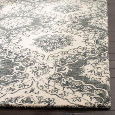 Blue Floral Hand Tufted Wool Area Rug