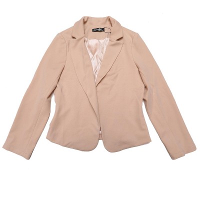 INSPIRE CHIC Women's Business Casual Open Front Fully Lined Crop Suit Jacket