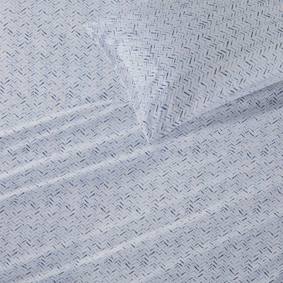 Full Blue Chevron Printed Microfiber Sheet Set