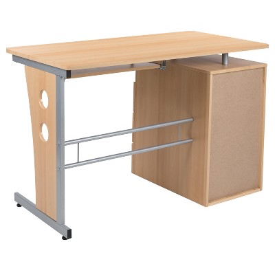 Maple Executive Pedestal Desk with Keyboard Tray and Storage Drawers