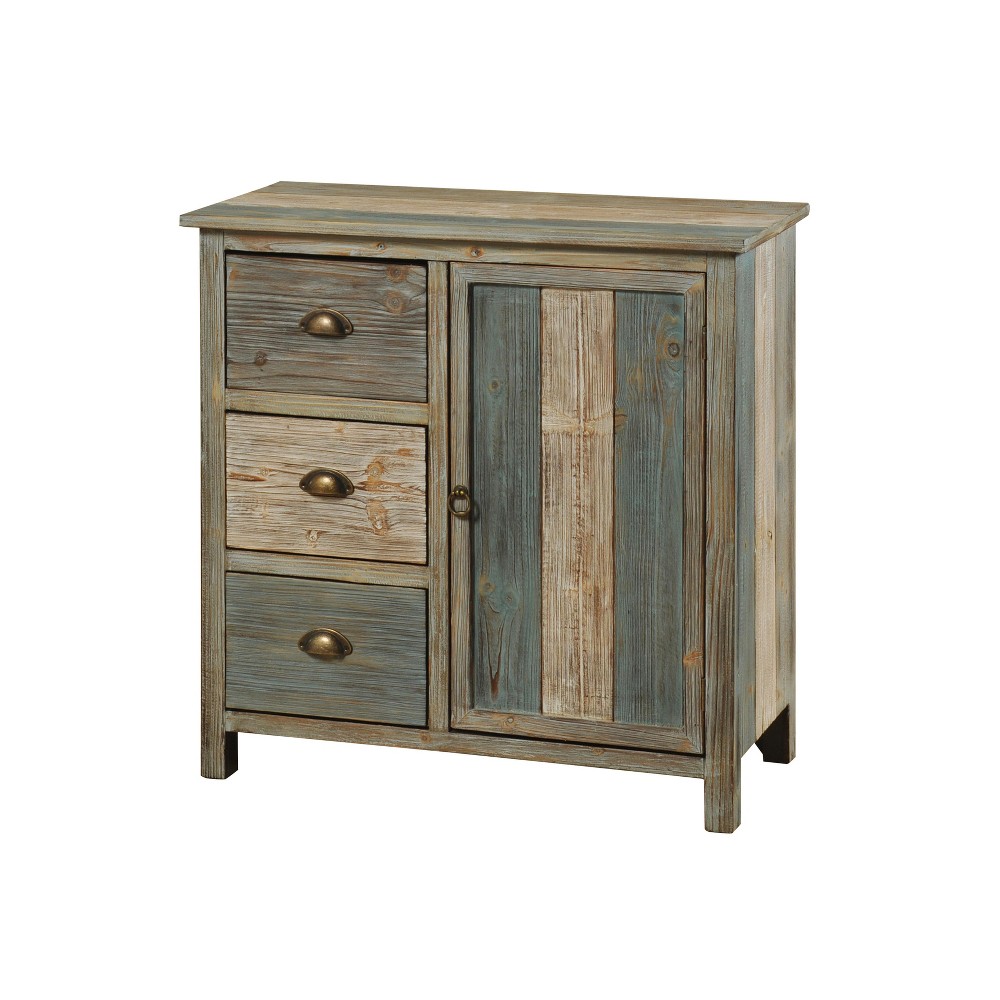 StyleCraft 3 Drawer/Single Door Sanibel Cabinet : Nautical Hardwood Storage, Fixed Shelf, No Assembly