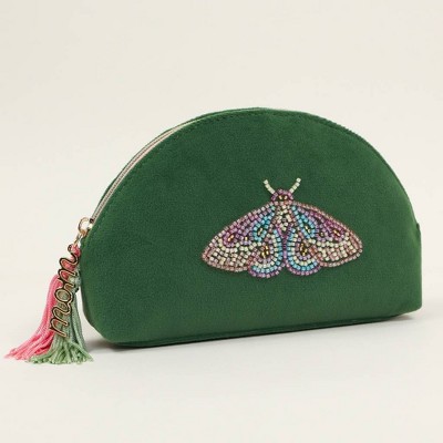 Green Velvet with Beaded & Embroidered Moth design with Charm - Love x June