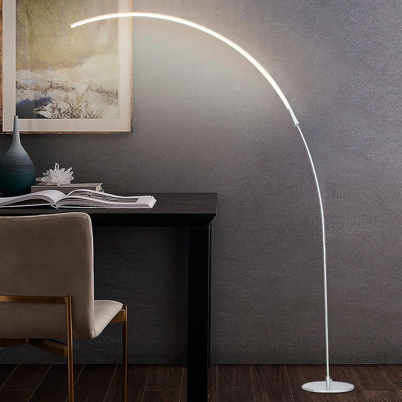LED Arc Floor Lamp Modern Minimalist Standing Lamp w/ 3 Brightness Levels Silver, 2 of 11