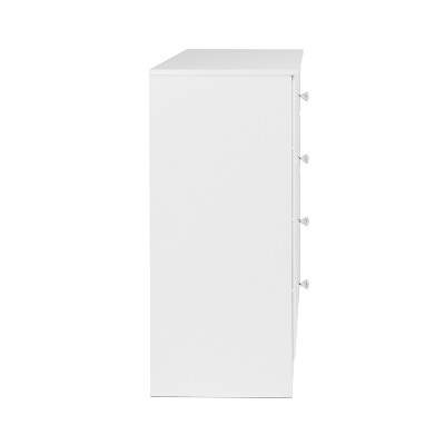Astrid Crystal White 4-Drawer Vertical Dresser with Acrylic Knobs