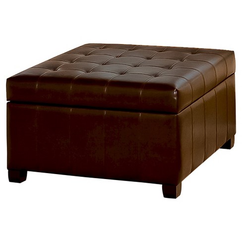 Alexandria Bonded Leather Storage Ottoman - Brown - Christopher Knight Home - image 1 of 4