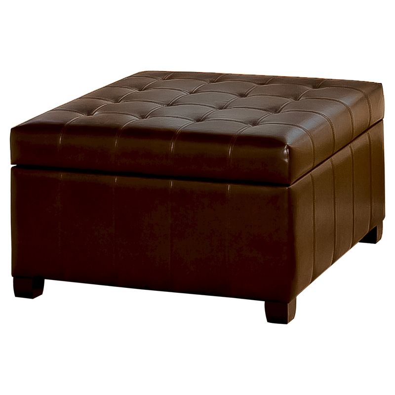 Alexandria Bonded Leather Storage Ottoman - Brown - Christopher Knight Home, 1 of 9