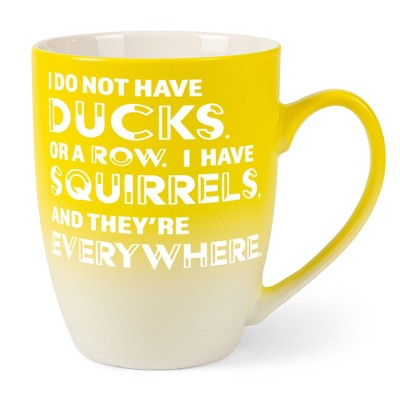 Elanze Designs Witty Quote Coffee Cup Mug 12 Ounce Ceramic With Ombre Gradient I Do Not Have Ducks I Have Squirrels Yellow and White