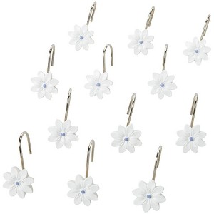 The Lakeside Collection Blue Floral Bath Collection - Set of 12 Shower Hooks - 1 of 3