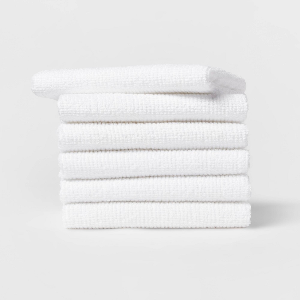 6pk Cotton Dishcloths White - Made By Design