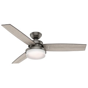 Hunter 52" Sentinel Lighted Ceiling Fan Brushed Slate Finish, Light Grey Oak Blades, 3 Blades, Handheld Control - 1 of 1