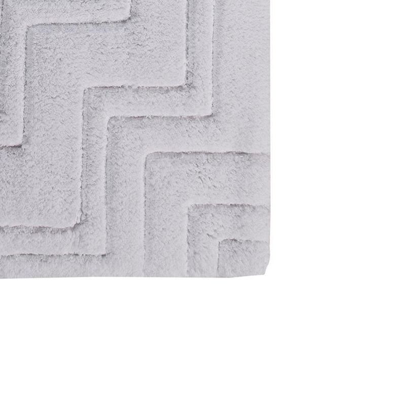 Zig Zag Pattern Cotton Non-Skid Back Bath Rug 24" x 40" White by Castle Hill London, 2 of 4