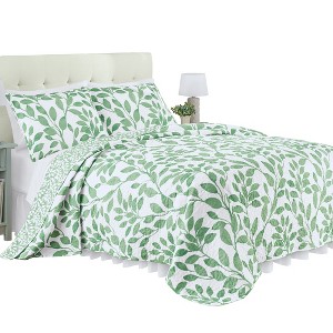 Collections Etc Brady Reversible Oversized Two-Tone Leaf Design Quilt - 1 of 3
