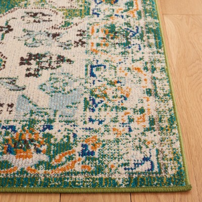 Madison Green and Aqua Oriental Runner Rug