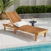 Outdoor Wooden Chaise Lounge Chair - 2 of 4
