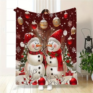 Lomsoe Flannel Christmas Snowman Throw Blanket - Soft and Warm, Multipurpose for Sofa, Bed, Travel, Office. - 1 of 4