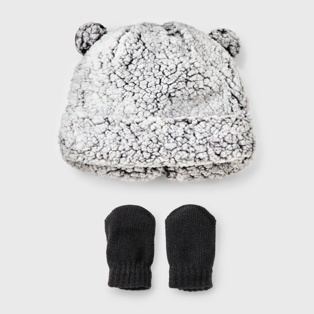 Baby Faux Shearling Hat and Mitten Set - Cat & Jack™ Gray Newborn